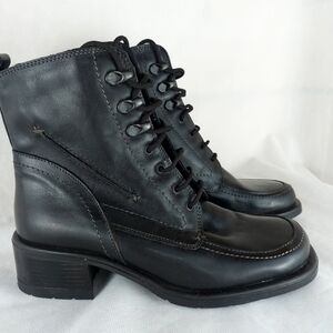 ITALMODA laced leather black boots lined booties Made in Italy Size 36